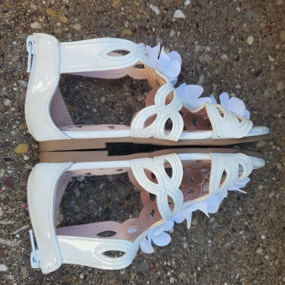 SO Paulene White Flower Dress Sandals Easter Girls 12 Kohls - Picture 3 of 8